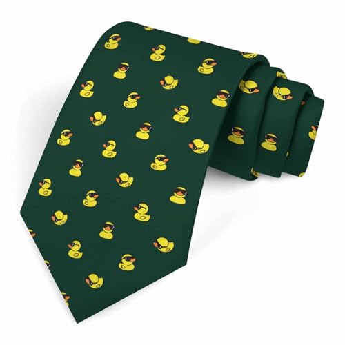 AnBuPan Cute Duck Rubber Yellow Mens Tie Sunglasses Cartoon Doodle Necktie Tie for Men Accessories Business Formal Wedding Party Holiday Festival Gift