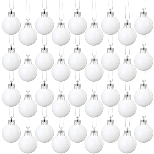 36 Pcs 1.57 inches Matte White Christmas Ball Christmas Tree Ornaments Christmas Tree Pendants Xmas Shiny Balls Baubles Set for Christmas Tree Hanging Wreath Garland Decorations（Matte White）