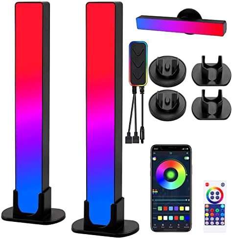 YGiTK Smart Led Light Bars, 2 Packs Dimmable RGB Light Bars with 21 Scene Modes and 4 Music Sync Modes, Bluetooth, App and Remote Control,Wall Flow Light Bars Gaming Backlights for TV, PC, Party