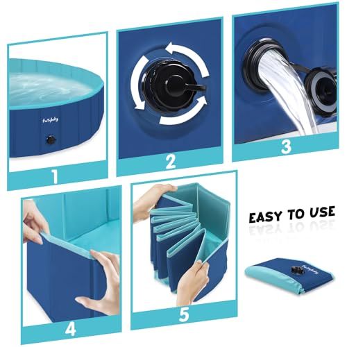 Furrybaby Dog Paddling Pool for Small Dogs, Foldable Puppy Pool, Navy Blue, 80 x 20 cm, S - Image 2