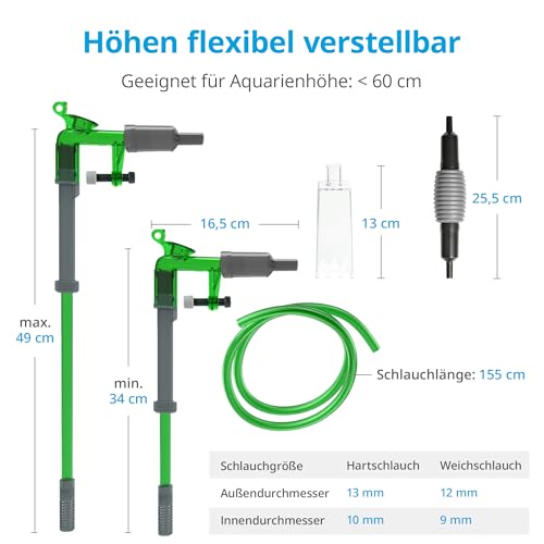 NICREW Aquarium Wasserwechsler, Kiesreiniger für Aquarium Wasserwechsel und Reinigung, Handbetriebener Sauger Bodenreiniger Aquarium Reiniger