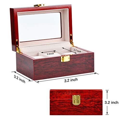 Wooden Paint Watch Box-3 Wide Watch Slots Wooden Watch Box for Man Storage Organizer, Men's Gift -Business,Jewelry Storage Box Red