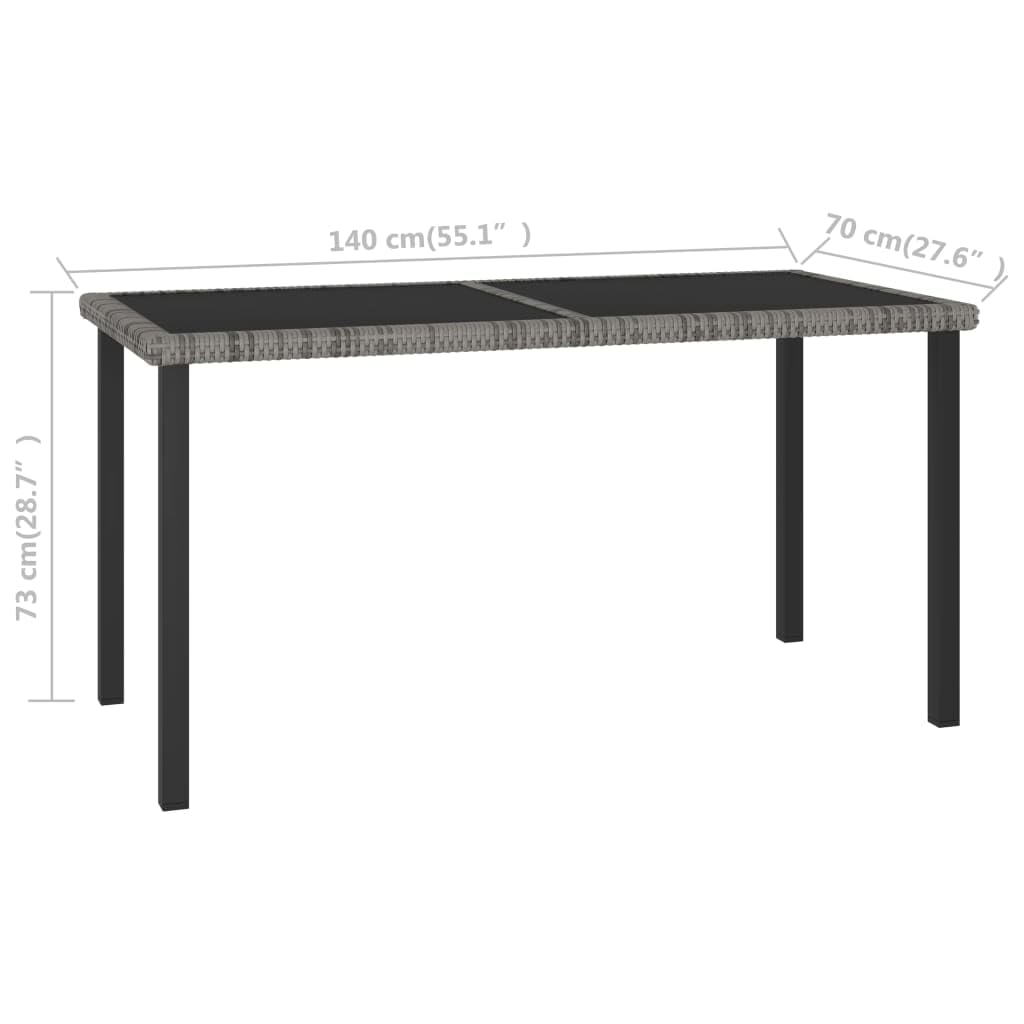 vidaXL Tavolo da Pranzo da Giardino Grigio 140x70x73 cm in Polyrattan