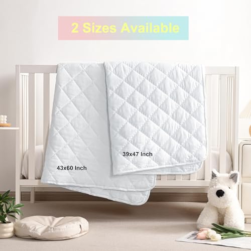 Image of BEDSUM Large Toddler Comforter, Brushed Microfiber Crib Blanket - All Season Quilted Down Alternative Nursery Bedding - Lightweight Baby Blanket for Daycare & Nap, 43x60, White