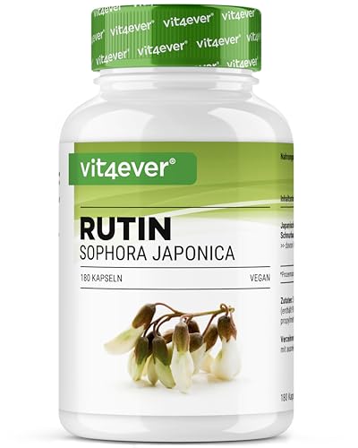 Rutin 500 mg - 180 Kapseln (6 Monatsvorrat) - Premium: 95% echtes Rutin aus natürlichem Sophora japonica Extrakt - Hochdosiert - Ohne Zusätze - Vegan