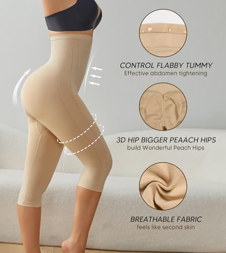 Compression Capri Leggings for Women Tummy Control Shapewear Pants High Waisted Trainer Leggings Thigh Slimmer3