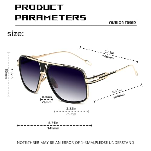 Image of Aviator Sunglasses for Men Retro Fashion Gold Oversized 70s shades | Disco Party Casual Lentes De Sol Hombre Large Big Designer 70s Outfits Sun Glasses Cool Metal Vintage Stylish Tinted Eyewear