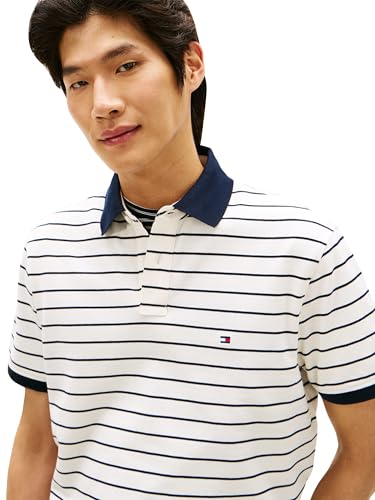 Image of Tommy Hilfiger Men's Short Sleeve Polo Shirts in Classic Fit with Stretch and Organic Pique Cotton