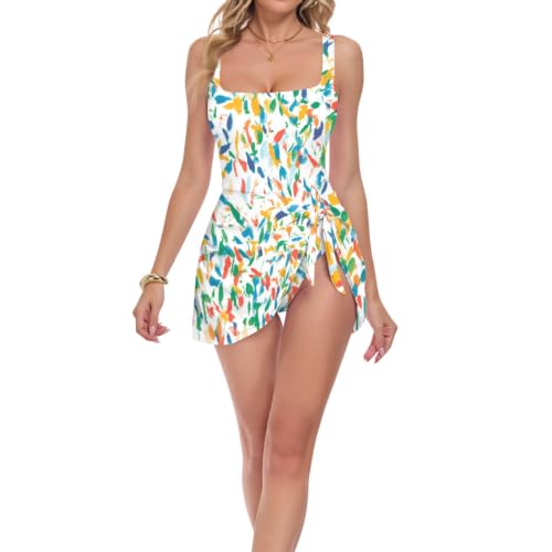 Maillot de bain 1 pièce femme calicot abstrait pour la plage et natation