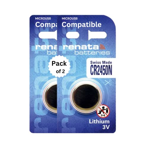 MICROUSB Compatible Battery for CR2450 N Lithium Cable Renata Button Coin Cell TypeC Battery (Pack of 2)