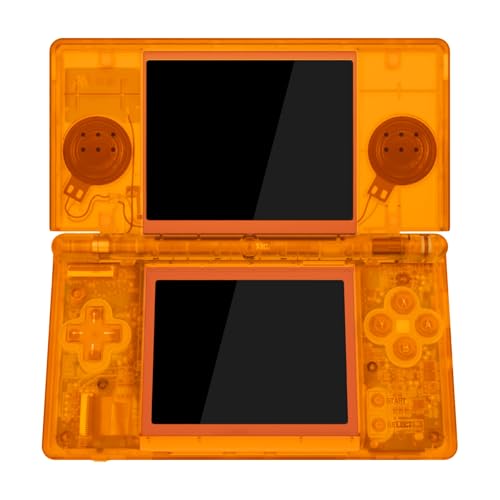 Image of eXtremeRate Clear Orange Replacement Full Housing Shell for Nintendo DS Lite, Custom Handheld Console Case Cover with Buttons, Screen Lens for Nintendo DS Lite NDSL - Console NOT Included