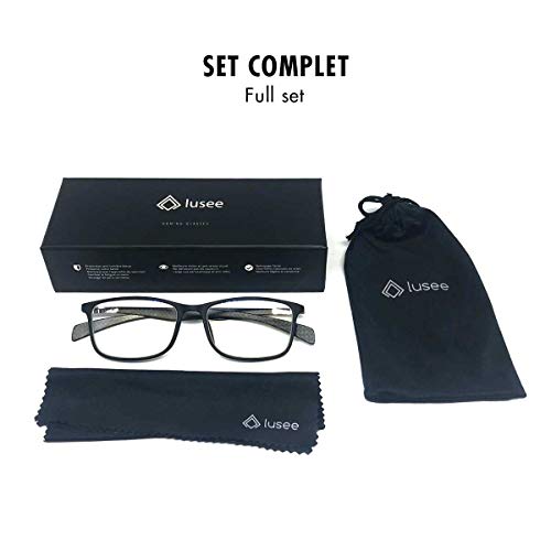 Lusee Carbone Premium Occhiali da Lettura, Nero, M...