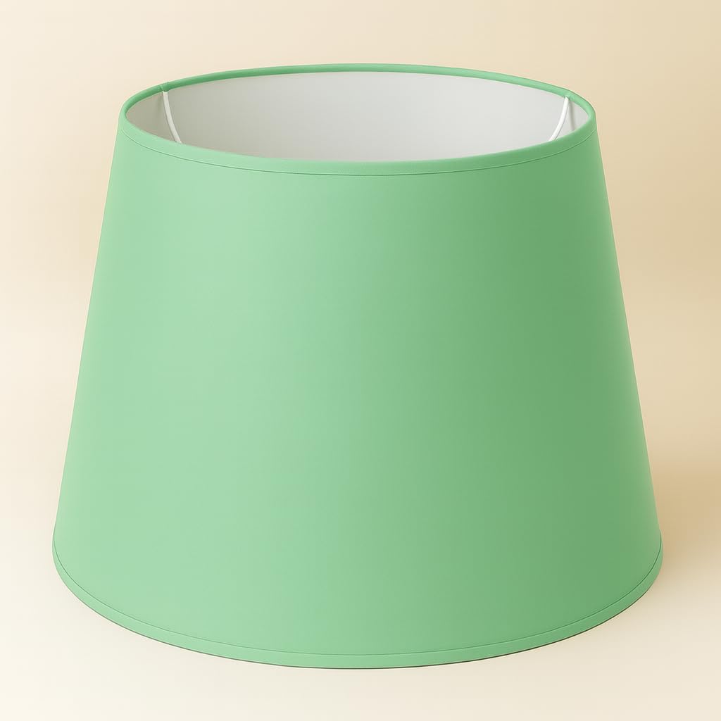 40 cm Lampenschirm, Baumwollstoff mit weißer PVC-Rückseite, handgefertigtes Produkt, für Tischlampe, Stehlampe (Hellgrün)