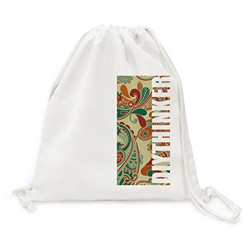 Sac à dos à cordon en toile imprimé fleur abstraite sac voyage léger