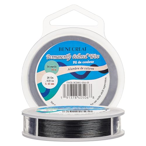 BENECREAT 50m 0.45mm 7-Strand Black Nylon Coated Craft Jewelry Beading Wire Tiger Tail Beading Wire for Necklaces Bracelets Ring