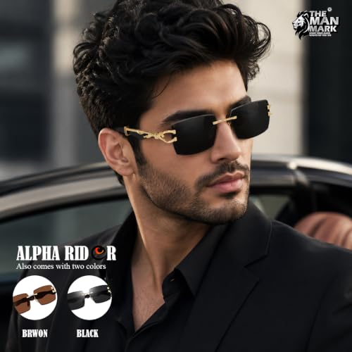 Image of Sunglasses for Men, 100% UV Protection Stylish Designer Eyewear, Trendy Square Frame Fashion Sunglasses for Outdoor, Driving & Daily Wear
