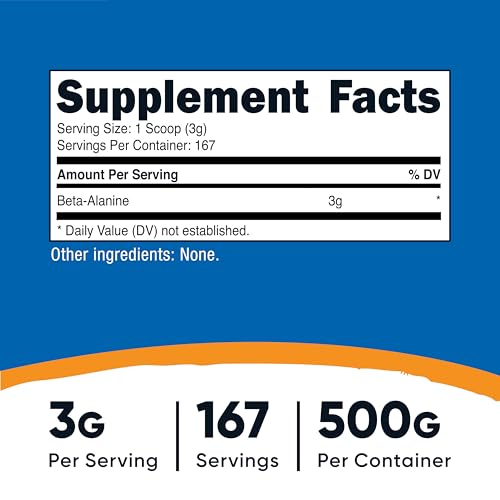 Image of Nutricost Beta Alanine Powder 500 Grams (1.1lbs) Pure Beta Alanine