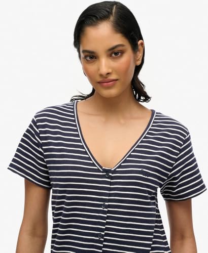 Superdry Para Mujer. W8011860A Vestido De Punto Midi De Manga Corta Marino (36), Casual, AlgodóN - 2