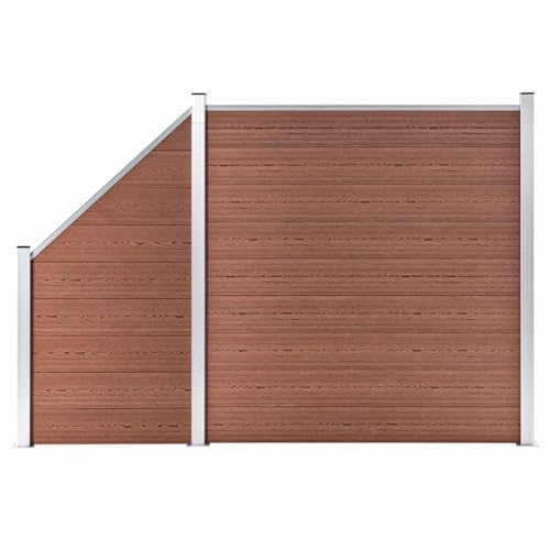 vidaXL WPC Zaun Set 1 Quadrat 1 Schräge Sichtschutzzaun Windschutzzaun Lamellenzaun Gartenzaun Zaunset Sichtschutz Windschutz 273x186cm Braun