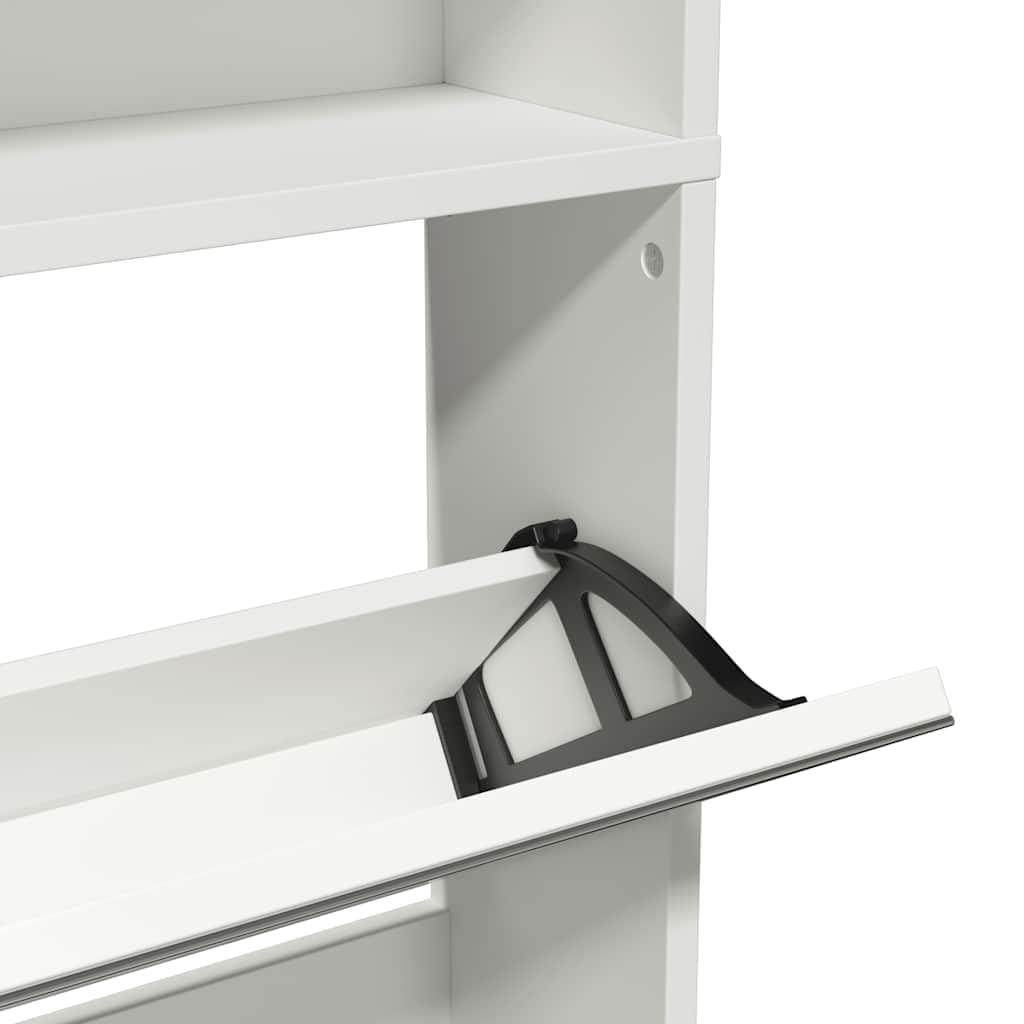 Mueble para zapatos de pared con espejo, 4 cajones inclinados, 134 cm, color blanco