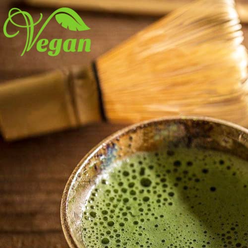 Kaishane Japanese Matcha Whisk Set Matcha Tea Ceremony Set Of 4 Including 100 Prong Matcha Whisk, Traditional Scoop, Tea Spoon And Ceramic Matcha Bowls #TOP5