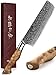 HEZHEN Cuchillo Nakiri de cocina pequeño de 18cm de estilo japonés,cuchillo de verduras de acero con alto contenido de carbono,acero de Damasco de 67 capas,mango ergonómico de madera de sombra blanca