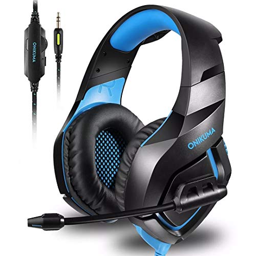 Unicview Cascos Gaming K1 (2020) para PS4, PC, Xbox One, Switch Auriculares con Conector 3.5mm con LED Diadema adjustables con Micrófono y Control de Volumen, Cancelación de Ruido
