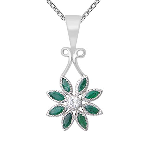 Preisvergleich Produktbild Anhänger Silber Cubic Zirkonia Smaragd