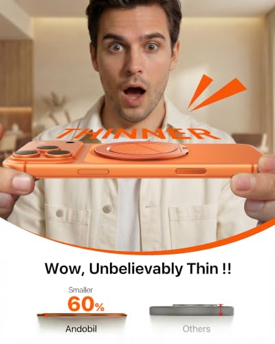 andobil [2026 Ultra-Thin] Magnetic Phone Ring Grip for MagSafe, Orange - image 2