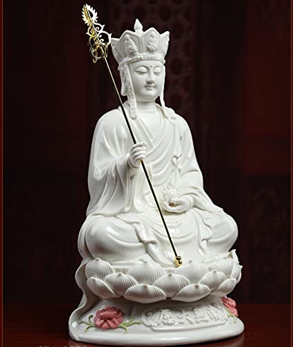Estatua Ksitigarbha Bodhisattva Budista 14 pulgadas Blanca miniatura 3