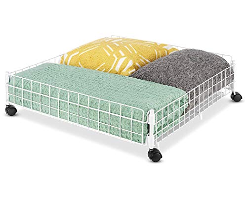 Whitmor Rolling White Wire Underbed Cart