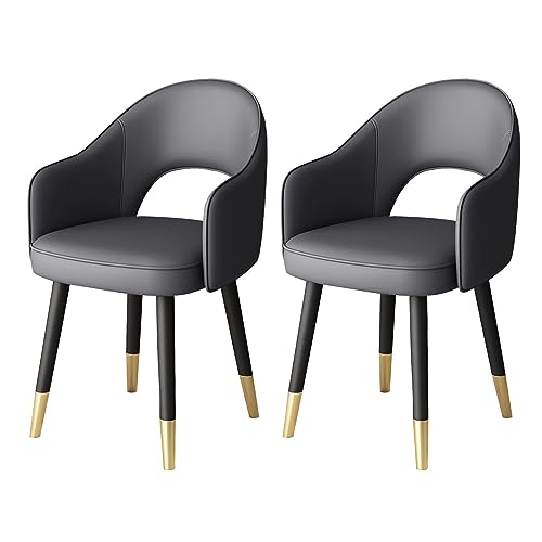 Chaise de salle à manger LiChA en cuir PU rembourré au design élégant avec accoudoirs
