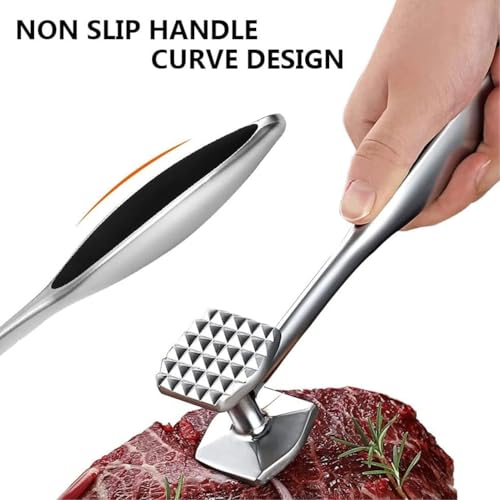 Image of Gourmet Multi Sided Meat Hammer - Meat Tenderizer for Pounding Meats, Nuts, Shellfish, ect, Hang Hole for Easy Storage, Hand Wash, Both Size