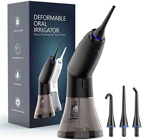 Susenc Cordless Water Flosser for Teeth, 4 Modes Dental Oral Irrigator, Deep Clean, IPX7 Waterproof, Portable and Rechargeable Powerful Battery Life Water Teeth Cleaner Picks for Home Travel (Black)