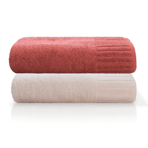 Jogo Toalha De Banho Gigante Ele/Ela Velour 500g/m² Camesa, 100% Algodão, 02 Peças 85cm x 150cm, Toque Super Macio, Aconchegante, Melhor Absorção, Moderno E Sofisticado (Vinho/Rosê)