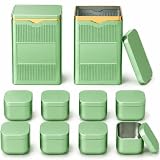 10PCS Tea Tin Set, Metal Canisters with Lids for Loose Tea & Coffee Storage