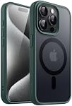 JETech Magnetic Case for iPhone 15 Pro 6.1-Inch Compatible with MagSafe, Translucent Matte Back Slim Shockproof Phone Cover (Dark Green)