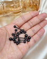 Gojewen 8er Zungenpiercing Brustwarzenpiercing und 4er Ersatzkugel Chirurgenstahl Schwarz Piercing Zunge Brustwarze Barbell 16mm – Ansicht 4