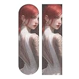 WDdZzyy Red Hair Woman in White Grip Tape for Skateboards Non Slip Scooter Griptape 33×9 Inch lijas para Skateboard