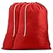 Nylon Laundry Bag - Locking Drawstring Closure and Machine Washable. These Large Bags Will Fit a Laundry Basket or Hamper and Strong Enough to Carry up to Three Loads of Clothes. (Red | 2-Pack)