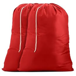 Handy Laundry Nylon XL - Large Capacity with Locking Drawstring, Machine Washable, Fits Laundry Baskets or Hampers, Holds 3 Loads of Clothes - Red (Pack of 2)