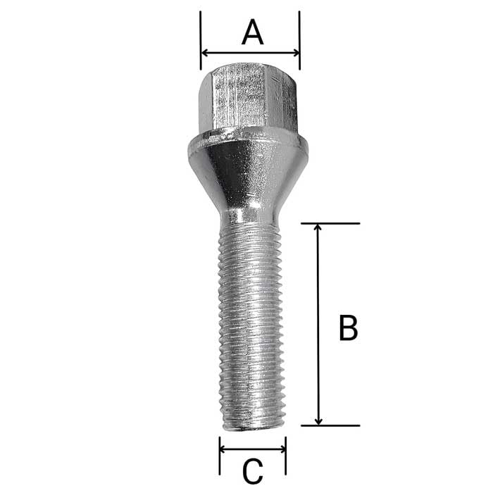 Tornillo de Rueda M12x1,5 con asiento cónico de 60 grados para la serie E30 y E87 2