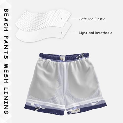 Pigsaly Boys Swim Trunks Blue Sports Hockey Ice Purple Boys Board Shorts Swimsuit Swimwear Summer Bathing Suit 4T4