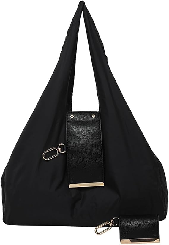Dallys Foldable Tote Bag with Clip Pouch for Shopping and Travel (black)