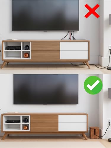 Image of Cable Management Box & Cord Organizer- Cable Organizer for Desk, Home, Office. Hides Wires, Surge Protectors, Power Strips. Eco Friendly Mango Wood Cord Management Solution (Natural Acacia)