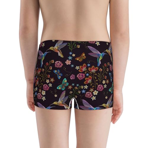 Boys' Cotton Boxer Brief Soft Underwear-Humming Bird And Tropical Flowers3