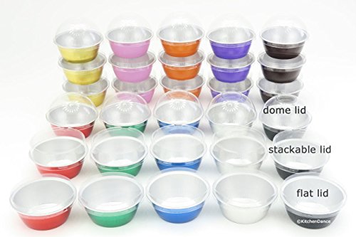 Kitchendance Disposable Aluminum 4 Oz. Ramekins- Pack Of 100- Color & Lid Options (With Flat Lid, Silver) #TOP2