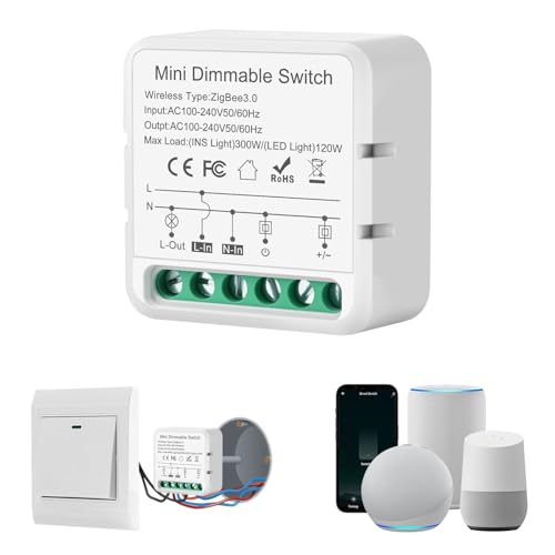 Zigbee Dimmer Led, Interruttore Dimmer 100-240V, Regolatore, Zigbee Module Compatibile Con Alexa, Smart Life,Comando Vocale,È necessario il filo di neutro