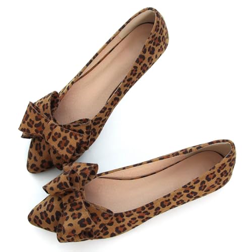 Image of WENJIAZHIZHI Square Toe Bow Ballet Slip-On | Classic Suede Finish,Chic Bow Detail,Effortless Everyday Style,Wedding Party Office,Plus Size Available