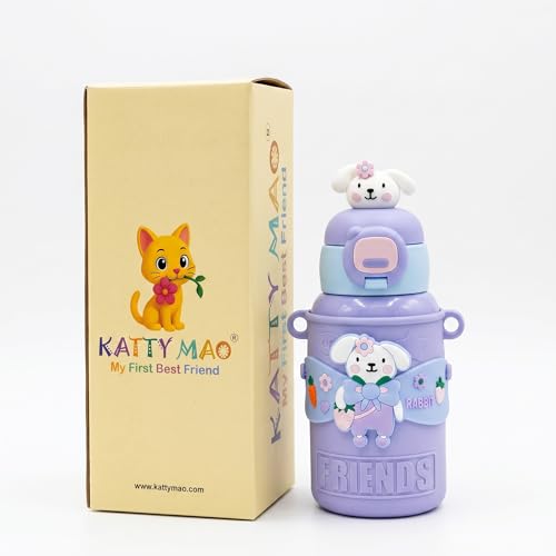 Image of Katty Mao Kids Water Bottle, Sipper Water Bottle For School (Rabbit, Sea Blue)